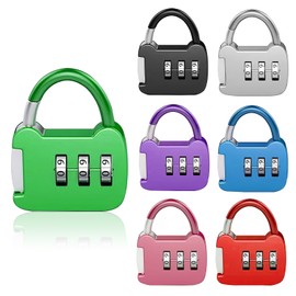 7 PCS Combination Padlocks, Small Combination Padlock 3 Digit Number Padlock Gym Lock Locker Padlocks for Travel Travel Suitcases Backpacks Lockers Case Luggage