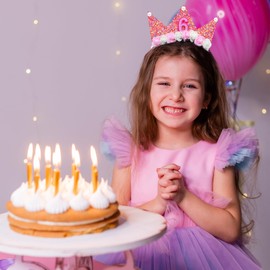 Nogeqi 6th Birthday Crown Kids,6th Birthday Crown for Girls,6th Birthday Girl Crown with Flower,Shiny 6th Birthday Decorations Girl in Head,Birthday Princess Crown for Children's Birthday Party