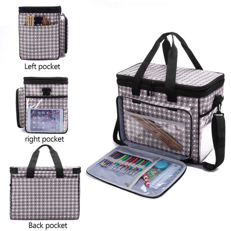 Teamoy Knitting Bag, Yarn Tote Organizer with Cover and Inner