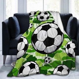 Soccer Blanket Warm Plush Sports Flannel Throw Blanket Super Soft Fleece Cozy Fuzzy Football Blanket Gifts for Kids Teens Adults Room Decor 40"X50"