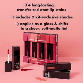 e.l.f. Glossy Lip Stain Shades 4 Days Kit, Long-Lasting Lip Stains For A Sheer Pop Of Colour & Subtle Gloss Finish, Vegan & Cruelty-Free, 4 Shades