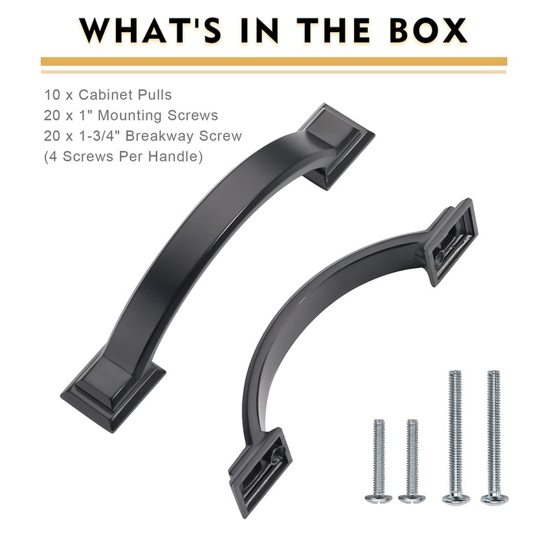 AOOTOCH 10 Pack 4 inch Cabinet Pulls Matte Black Cabinet