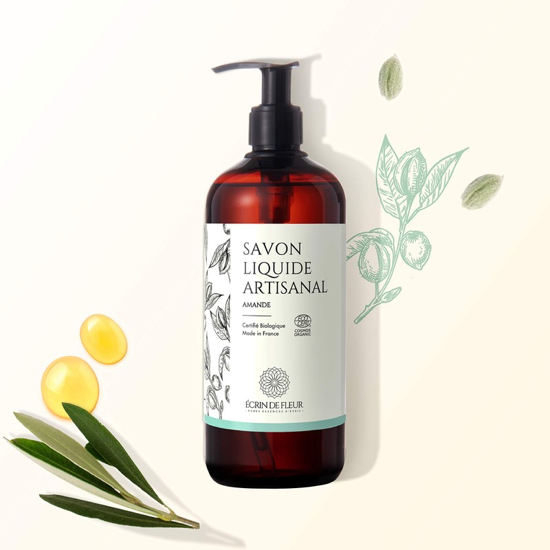 ÉCRIN DE FLEUR Organic liquid soap almond, minimal ingredients and