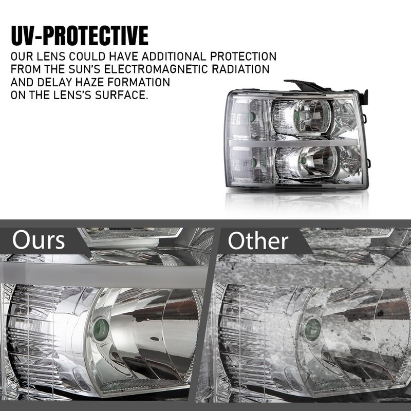 ALLGOOD LED DRL Headlight Assembly Front Headlamp Compatible with 2007-2013