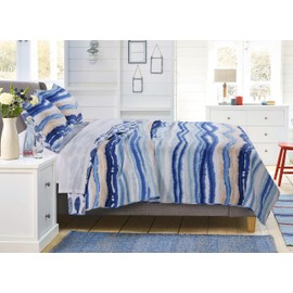 Greenland Home Fashions Crystal Cove Quilt, Bedding, Bedspread Set, Full/Queen, Blue