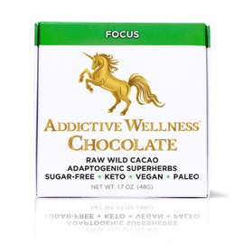 Addictive Wellness Sugar-Free Raw FOCUS Chocolate 3 PACK Vegan Paleo & Keto- Purely Superfoods and Adaptogens