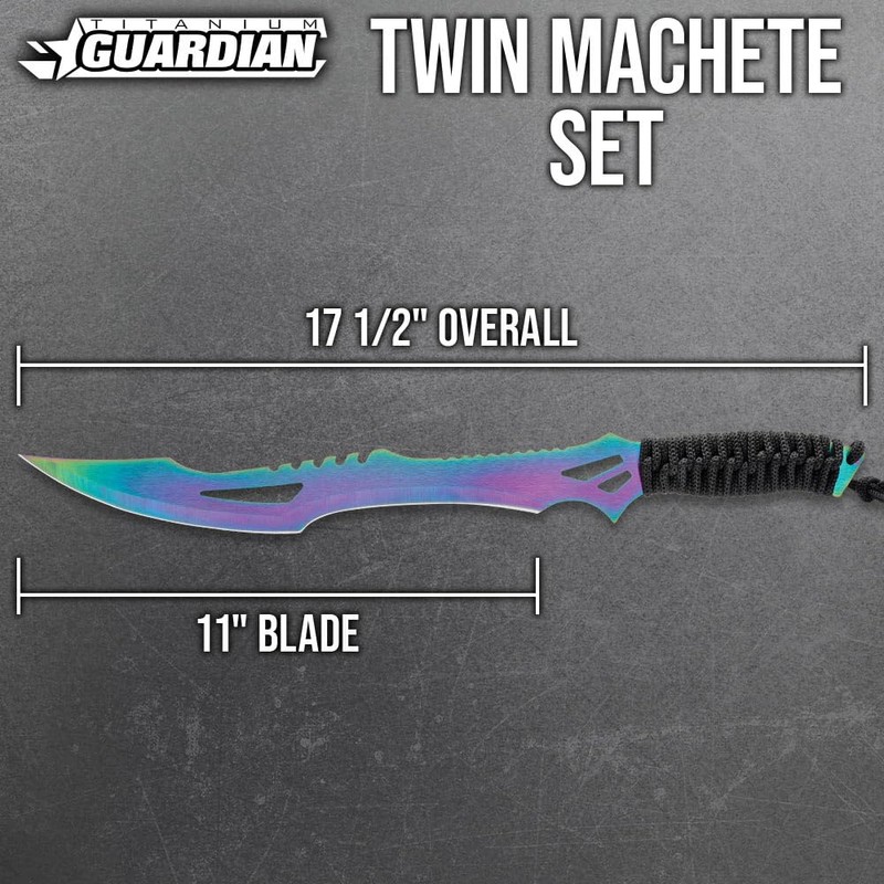 Titanium Guardian Twin Machete Set with Sheath | 11” Stainless