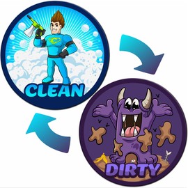 Clean/Dirty Dishwasher Magnet (Dr Clean Vs. Dirty Monster) | Clean Dirty Indicator Sign | Cute, Fun, Unique Kitchen Decor | Housewarming Gift | Double-Sided Dishwasher Magnet
