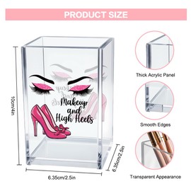 Vgrti Makeup and High Heels Acrylic Brush Organizer Holder, High Heel Art Desk Acrylic Brushes Storage, Make Up Artist Gifts, Birthday Gifts for Women Wife Boss Lady Mom Friend Makeup Lovers