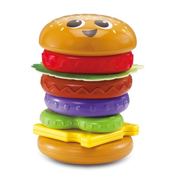VTech Baby Build-a-Burger, Stacking & Sorting Toy with 6 Food