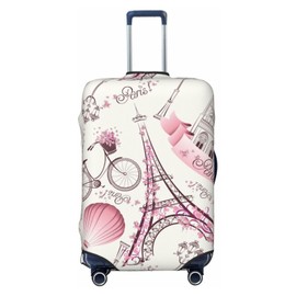 Lukbfall Paris Eiffel Tower Luggage Suitcase Covers Elastic Washable Romantic Travel Luggage Protector Travel Suitcase Protective Cover For Kid And Adult, L (Fit 25-28 Inch Luggage)