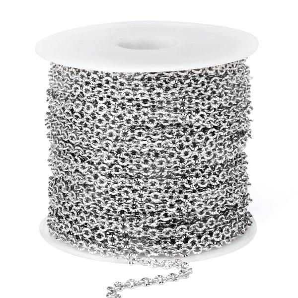 33 Feet 18K Gold Plated Cable Chains Bulk, 2mm Stainless