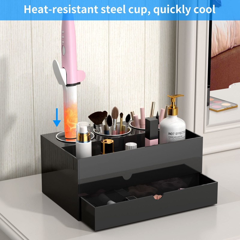 NIUBEE Acrylic Hair Tool Organizer with Drawer, Hair Dryer Holder