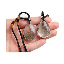 Acxico 2pcs Natural Ghost Phantom Quartz Crystal Gems Specimen Healing Pendant Necklace Gift