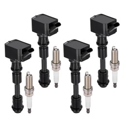 BDFHYK 4 Ignition Coil Pack UF756 and 4 Iridium Spark Plug 95660 Compatible with Volvo S60 S80 S90 V60 V90 Cross_Country XC40 XC60 XC70 XC90 2.0L l4 Coil for GN10907 C943 C-943