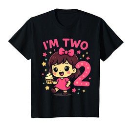 Kids I’m Two Birthday Girl Cupcake 2nd Birthday Design T-Shirt