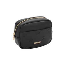 MARY QUANT Simple Embossed Daisy Mini Pouch, H 4.1 x W 5.5 x D 2.0 inches (10.5 x 14 x 5 cm), Black