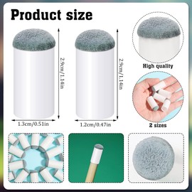 Pengxiaomei 40pcs Slip On Pool Cue Tips, 2 Sizes Billiard Cue Tips Slip-On Cue Tip Pool Cue Tips Replacement Kit (12mm/13mm, Each Size 20pcs)