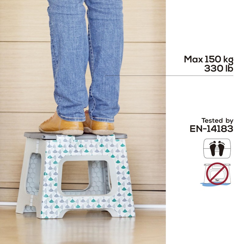 Vigar Compact Foldable Stool, 10-1/2 inches, Lightweight, 330-pound Capacity Non-Slip