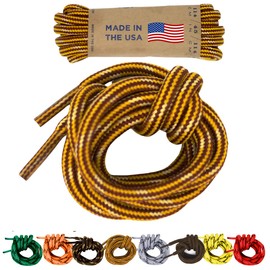 Mercury + Maia Honey Badger Boot Laces Heavy Duty w/Kevlar - Made in USA - Thick Bootlaces for Work and Hiking Boots - Gold, 54 in (1p)