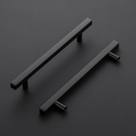 Ravinte 30 Pack Matte Black Cabinet Pulls 6-1/4 inch Black Cabinet Handles Kitchen Pulls for Cabinets with Mounting Template 8-4/5 inch Overall Length