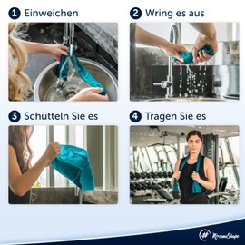 NirvanaShape ® Cooling Towel Ice Cold with Instant Cooling Effect | Cooling Towel Ultralight Odour Inhibiting | Ideal for Sports & Leisure | For Running, Strength Training, Yoga, Golf, Hiking & Camping, blue, 100 x 30 cm