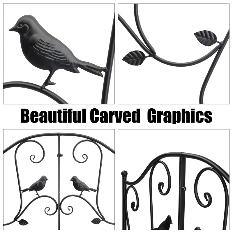 Unbranded 119*67*71cm Courtyard Bird Pattern Arched Handrail Courtyard Iron Bridge