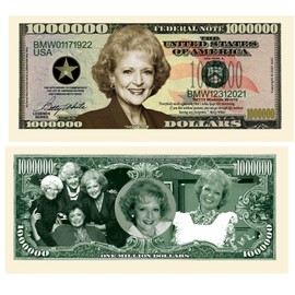 American Art Classics Betty White Million Dollar Bill in Currency Holder - Limited Edition Commemorative Collectible Bill - Best Accessory Gift for Lovers of Betty White