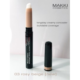 MAKKI Long Hold Creamy Concealer Makeup Cover Pen Against Blemishes & Dark Circles - Silky - Non-Oily Rosy Beige 03