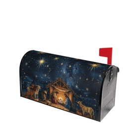 Dujiea Vintage Christmas Nativity Jesus Mailbox Cover Mailbox Wraps, Waterproof Mailbox Covers Magnetic Post Box Cover Standard Size 21"(L) x 18"(W) Garden Yard Outside Farmhouse Home Decor