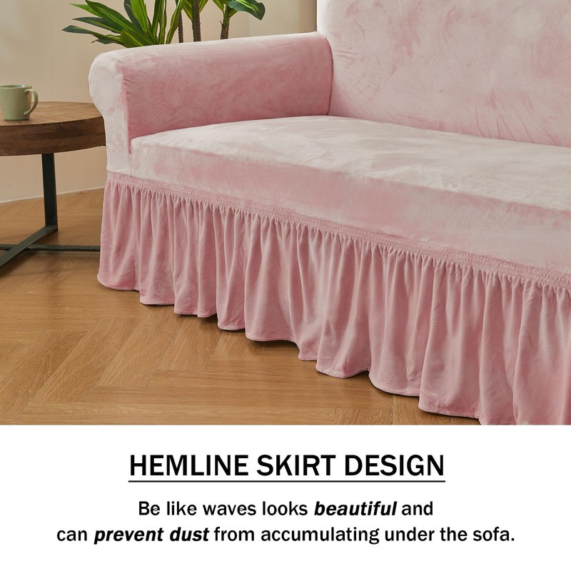 NICEEC Sofa Cover Super Soft 1-Piece Pink Sofa Slipcover for