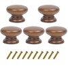 Mysummer 5 Pack Round Wood Drawer Knobs Walnut Finished Kitchen