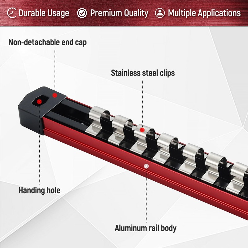 ALOANES 1/2-Inch Drive Magnetic Socket Organizer, Heavy Duty Aluminum Socket