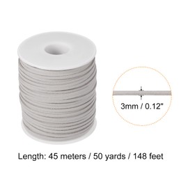PATIKIL Suede Cord with Roll Spool 3mm 50 Yard, Flat Faux Leather Lace for Necklace Bracelet Jewelry Making Beading DIY Crafts, Gray