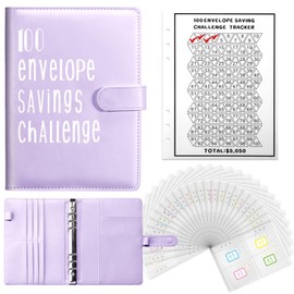Budget Planner Ring Binder A5 Budget Planner Money Organiser with 100 Binder Pockets Financial Planner Budget Saving Folder Cash Stuffing Starter Set Birthday Gift (Purple)