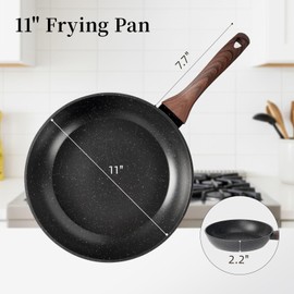 Kikcoin Nonstick Frying Pan Skillet, 11" Non Stick Fry Pan with Stay-cool Handle