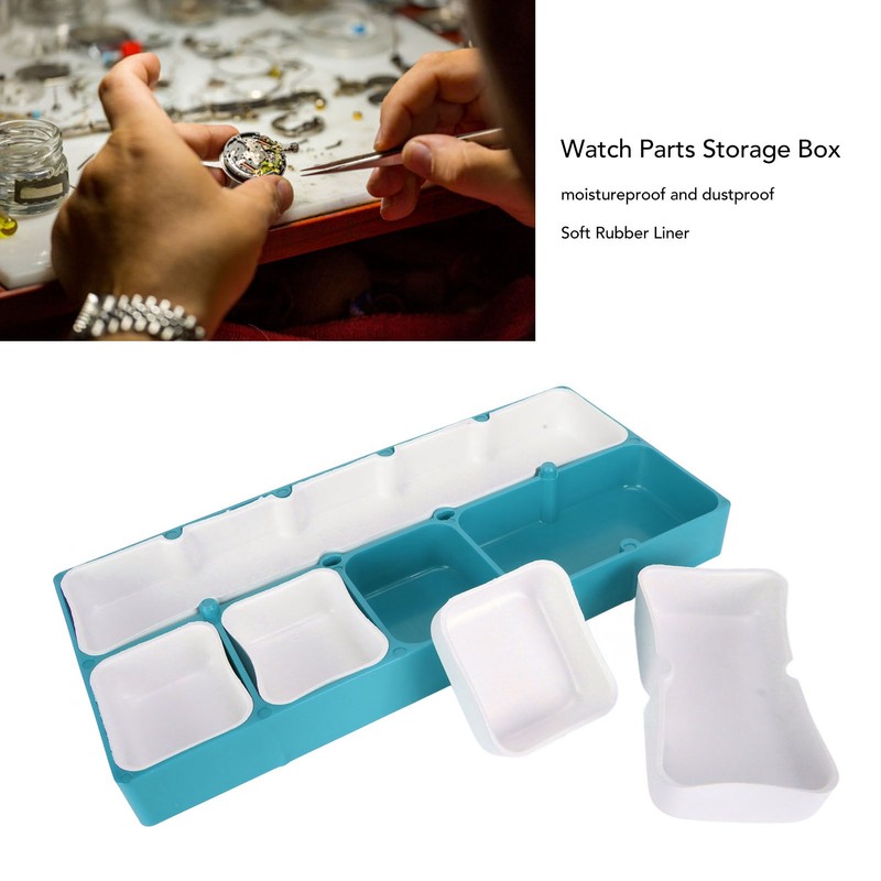 Watch Parts Storage Box Stackable 5 Compartments Acrylic Rubber Watch