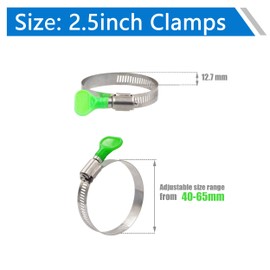BESTYCHAO Pipe Clamps, 4 Pieces 2.5 Inch Stainless Steel Key Type Worm Gear Hose Clamps, Adjustable 54-74 mm Range Thumb Screw Clamps for Plumbers