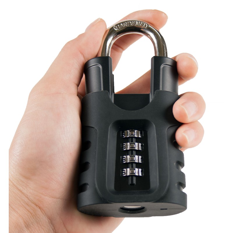 FJM Security SX-975 4-Dial Shrouded Combination Padlock With Protective Silicone