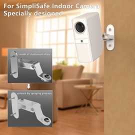 Zwolf Metal Wall Mount Compatible with SimpliSafe Smart Alarm Wireless Indoor Security Camera, 360 Degree Adjustable Upright from The Ceiling or Wall, Provide Better Viewing Angle (White, Pack of 1)