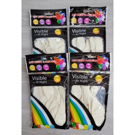 ROHS LED Light White Balloons Lot Of 4 Packs Of 5 (20 Total Balloons) Night Or Day