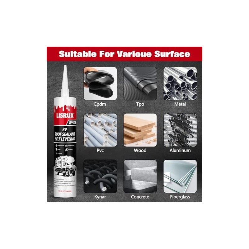 12 Pack RV Roof Sealant - Self-Leveling Waterproof Caulk for