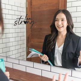 ACRNIGHEET 12 PCS Inspirational Quote Wall Stickers Mirror Decals Peel and Stick Motivational Decals for Bathroom Bedroom Vinyl Wall Decals Mirror Stickers I Am Loved Positive Affirmations Wall Decor