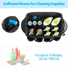 HODRANT Extra-Large Cleaning Caddy, Organizer with Handles for Cleaning Tools & Products Storage, Large Capacity Tote Bag for Car, Home & Housekeeping Work, Black