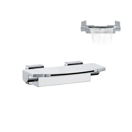 Wall Mount Tub Faucet Chrome Waterfall Bathtub Faucet, Wall Bath Tub Faucet Brass Wall Mounted Tub Filler 2 Handles, Bathroom Vessel Sink Faucet 2 Hole, Waterfall Faucet Wide Tub Spout -JIAENLEMA