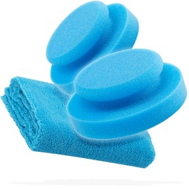 detailmate Car Care - Made in Germany - Polishing Sponges Made of Premium Foam for Hand Polishing/Waxing/Applicator for Care Products on Plastic, Tyres, etc. (Bundle - 2 x Sponge + Cloth)