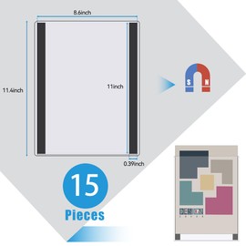 Nufiwra 15 Pcs 8 1/2'' x 11'' Rigid Magnetic Sign Holder Magnetic Frames Clear Plastic Paper Holder with Magnet Borders Magnetic Document Holder (15Pcs)