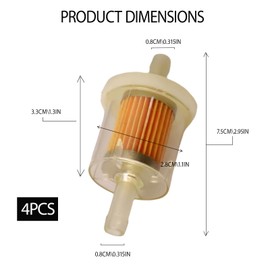 4 Pieces Fuel Filter 8 mm, Petrol Filter Moped, Universal Petrol Filter for Motorcycles, Lawn Mowers, Scooters and Mopeds, High Density Reusable Filter for Optimal Engine Performance and Filtration