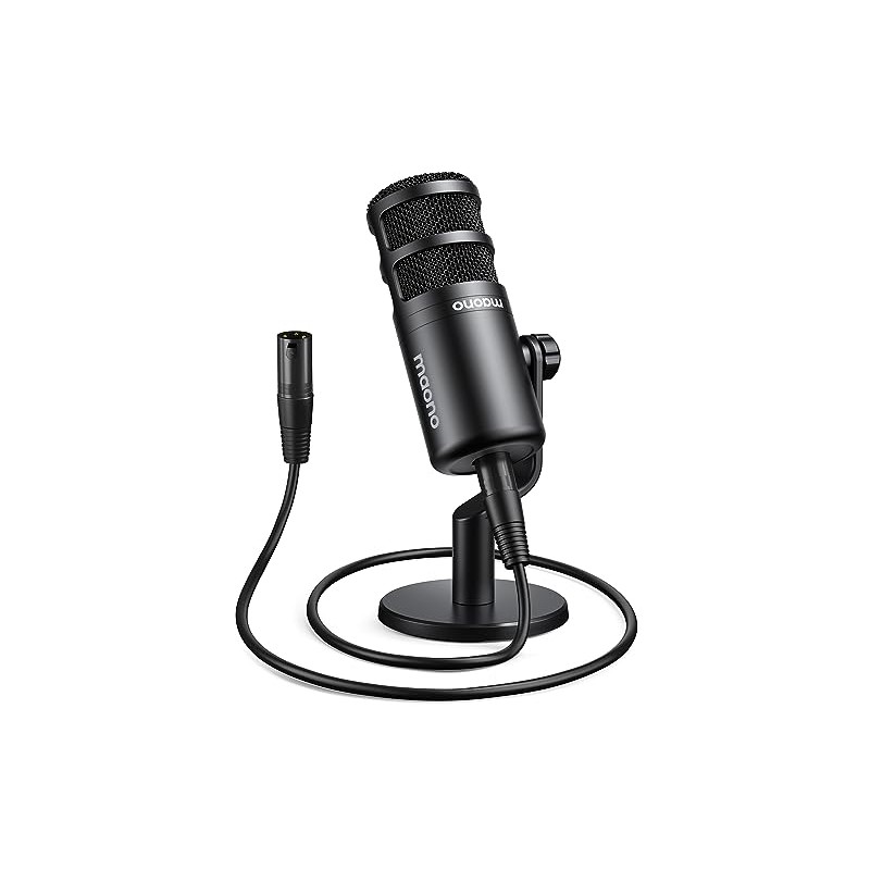 MAONO Micrófono PC Dinámico XLR, Micrófono Podcast Cardioide para Streaming,