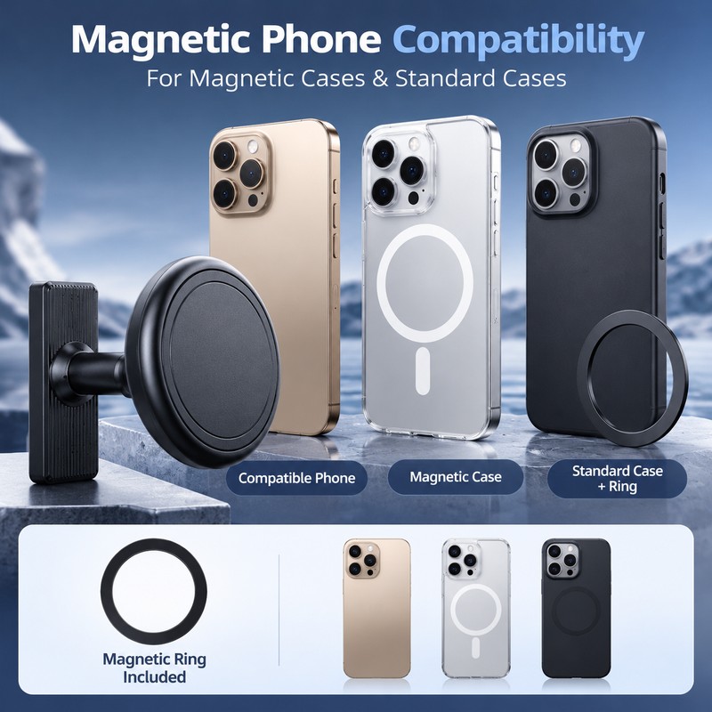 Magnetic Phone Holder for Golf Carts – 360° Rotating Adjustable